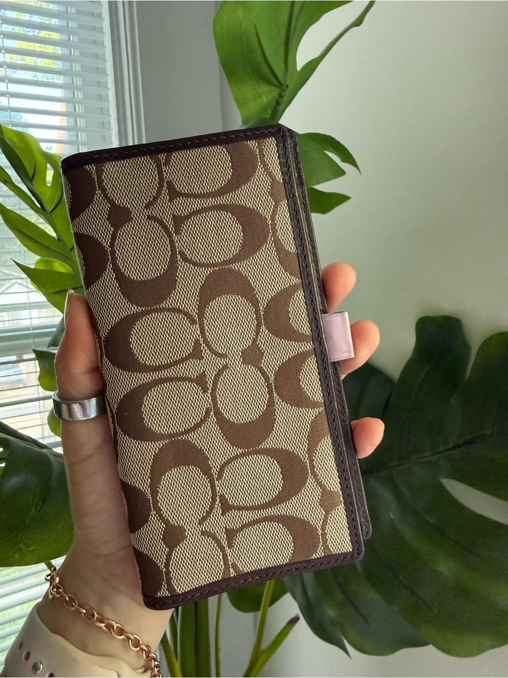 Coach Brown Signature Canvas Continental Phone Case